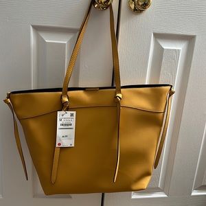 Zara mustard yellow big shoulder bag nwt